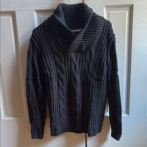 Men's Black Cable Knit Sweater
